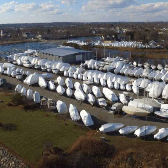 Aerial View of Winterized Boats in Danvers, MA