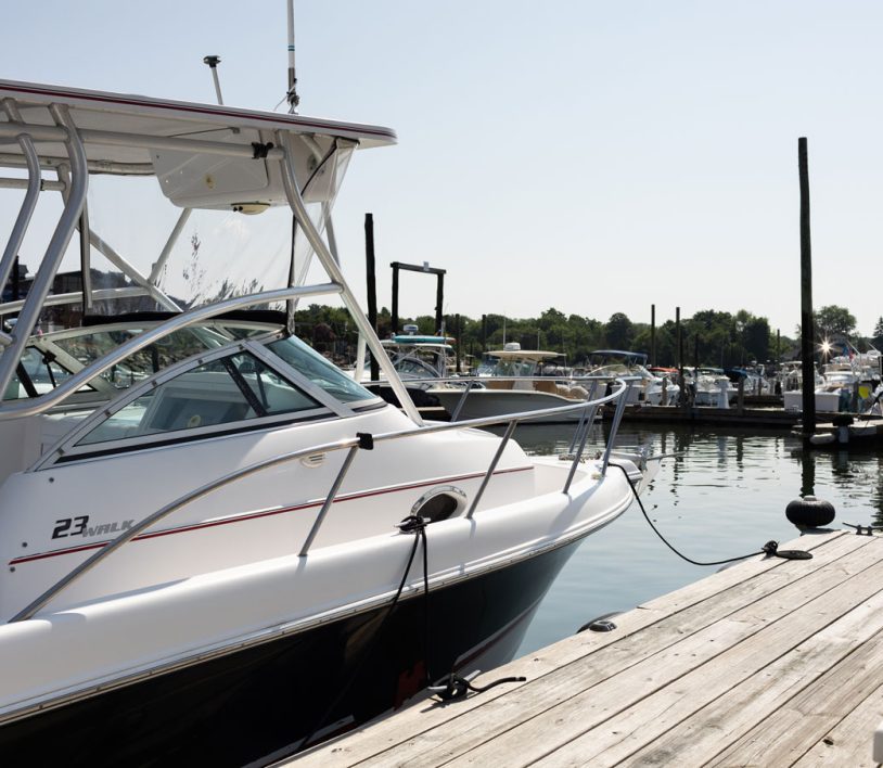 a boat docked at Danversport Marina