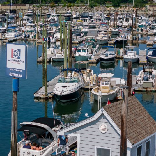 drone shot of Danversport Marina